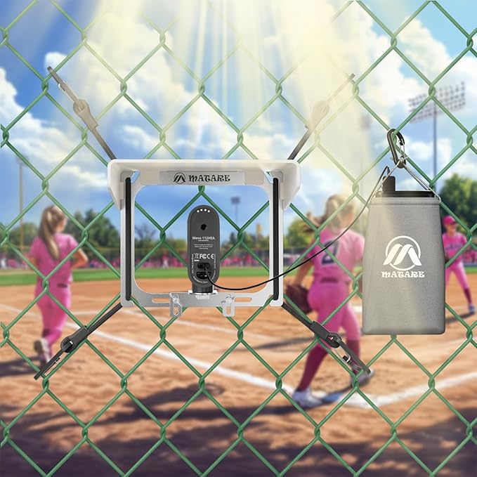 Cell Phone Fence Mount with Shade, Mounting Kit Works with iPhone, Mevo Start, Phones, GoPro and Other Action Cameras, for Recording Baseball,Softball and Tennis Games(Mini Plus)