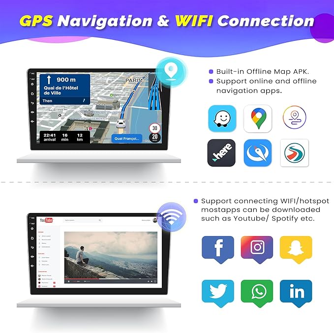 [4Core 64G] Android 15 Car Stereo for Jeep Compass Patriot 2007-2010, Hikity 9 Inch Touchscreen Compass Patriot Radio Wireless Carplay Android Auto GPS WiFi BT/EQ/FM/RDS Mirror Link SWC Backup Cam