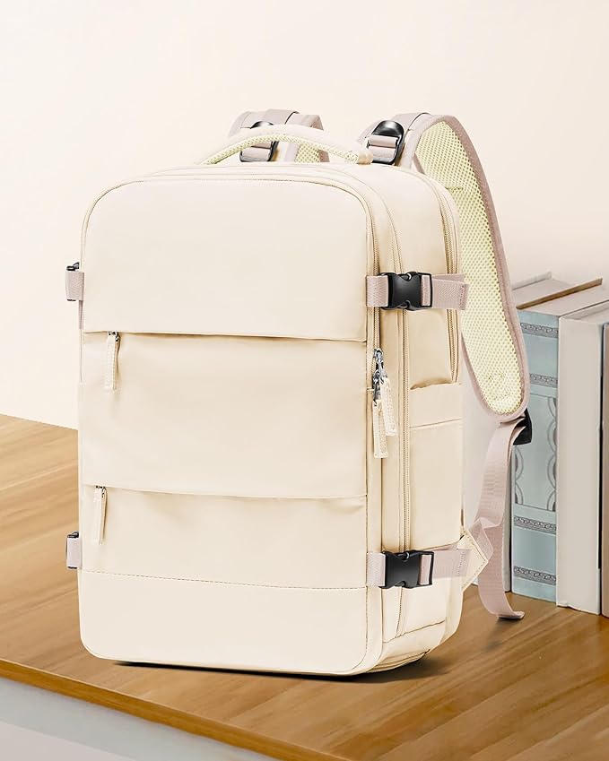 coowoz Travel Backpack For Women Men,Carry On Backpack,Hiking Backpack Waterproof Outdoor Sports Rucksack Casual Daypack Travel Essentials（Beige）
