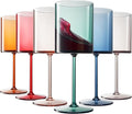 Unbreakable Stemmed Square Tritan Acrylic Floating Wine Glasses European Style | Set of 6 | 100% US Drinkware, 14oz Dishwasher Safe Muted Color Shatterproof BPA-free plastic, All Purpose Glassware