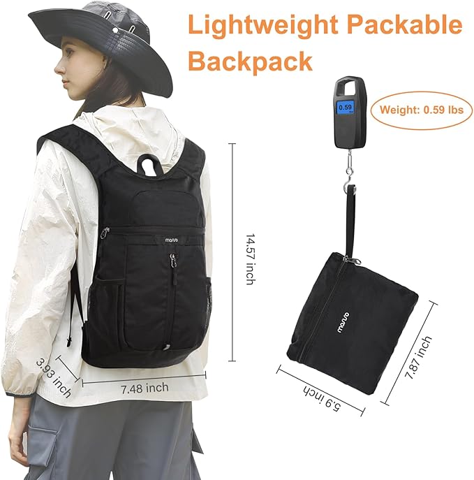 MOSISO Lightweight Hiking Daypack Small Packable Travel Hiking Backpack, Foldable Shoulder Bag with Front Vertical Pocket