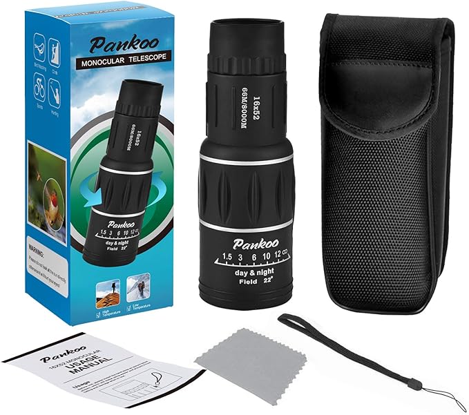 High Powered 16X52 Monocular Telescope for Adults - 2025 Power Prism, Compact HD Scope, Suitable for Gifts, Outdoor Activities, Concert, Travelling & Bird Watching