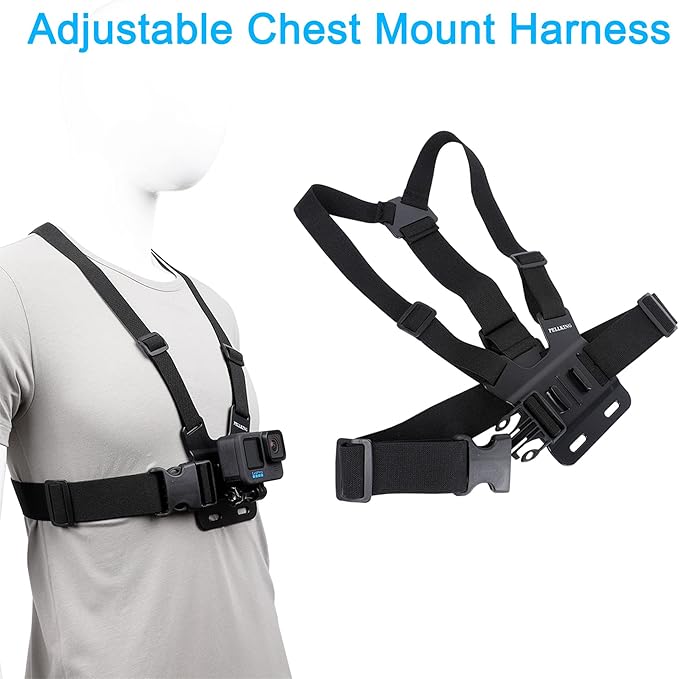 Accessories Set for GoPro Hero 13/12/11/10/9/8/7/6/5/4,New Quick Release Head Strap Mount + Chest Mount Harness + Backpack Clip Holder + 360°Rotating Wrist Strap