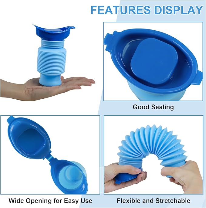 Pee Bottles for Men, Portable Urinal for Men, Collapsible Urine Bottle 750ML, Car Urinals for Men and Women, Emergency Urinal Shrinkable Pocket Toilet for Travel, Camping, Traffic Jam, Road Trips