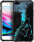 for iPhone 7/8 Case, Blue Breathing Wolf Pattern Graphic Design Girl Boy Soft Silicone Hard Acrylic Shock Protection for iPhone 7/8