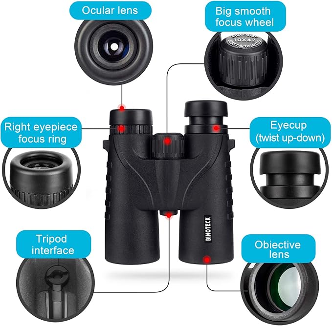 10x42 Binoculars for Adults - Professional HD Roof BAK4 Prism Lens Binoculars for Bird Watching, Hunting, Travel, Sports, Cruise, with Carrying Bag (1.1Lbs)
