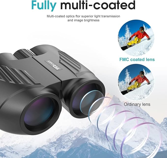20X25 Compact Binoculars for Adults,Large Eyepiece Waterproof Binocular,Easy Focus Small Binoculars for Bird Watching,Hiking and Concert, Black