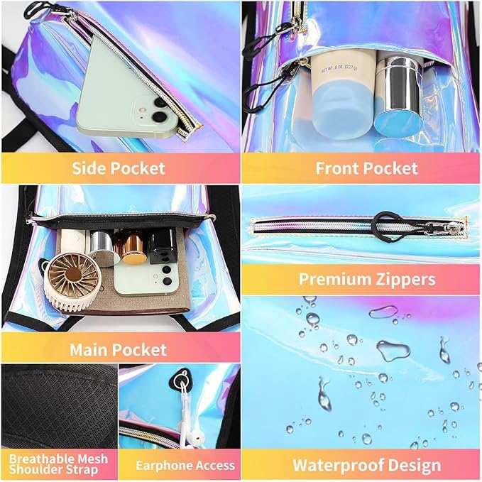 Hydration Backpack, Water Backpack with 2L Hydration Bladder, Rave Backpack Hydration Pack, Festival Essential for Raves, Hiking, Cycling, Climbing, Running, Outdoor, Camping and More