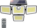 4500LM Solar Lights Outdoor, 4 Adjustable Heads Motion Sensor Lights, 3 Modes, 6500K, IP65 Waterproof Solar Security Wall Lights, Remote Control Flood Lights, Garden, Outside, Backyard, 1 Pack