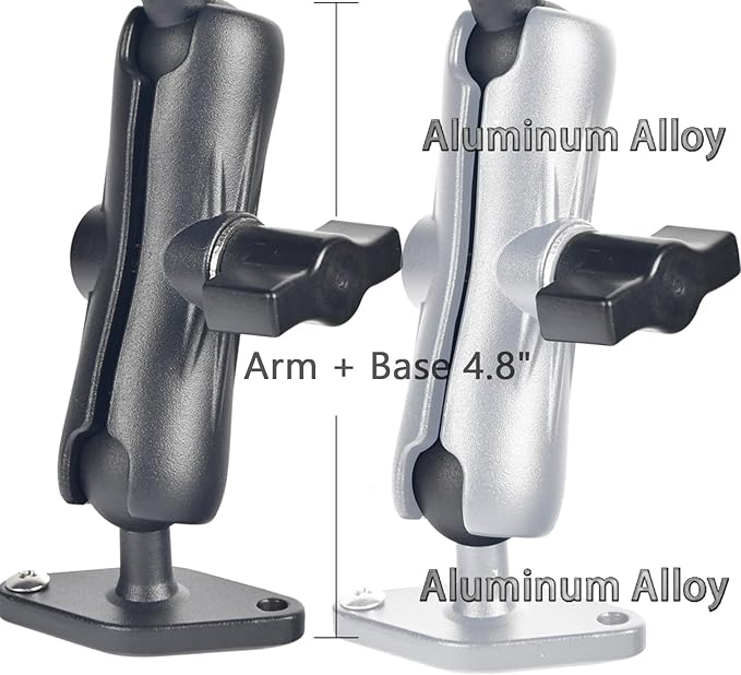 VAUBORTTI 1" Ball Phone Mount – Aluminum Alloy Arm & Base, Double Ball Joint, 360° Adjustable, Screw-Mounted Base, Fits RAM B Size System – Universal Holder for Car, Truck, Van, Desk, Wall, Dashboard