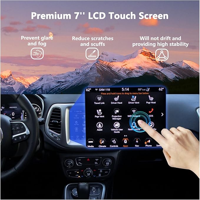 New Replacement 7" LCD Display Fit for Jeep Compass 2017-2020 TDO-WXGA0700K00033-V2 TDO-WXGA0700K00057-V1 LMB-K00057BL (7 Jeep LCD)
