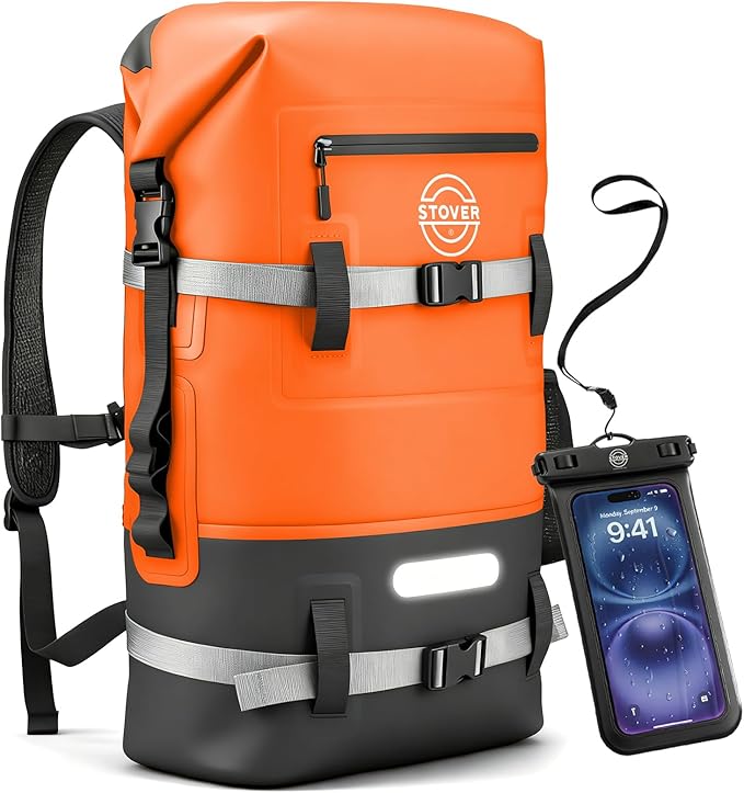 STOVER 5/10/25/30/40/55L Waterproof Dry Bag- Roll-Top Backpack w/Phone Case- Kayaking, Hiking, Camping, Boating- Men/Women