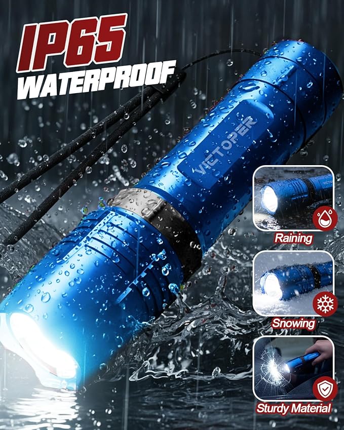 Victoper Red Rechargeabe Flashlight 2 Pack, High Lumens 5 Modes LED Bright Tactical Flashlights, Waterproof Zoomable Flash Light for Outdoor, Gifts for Camping Essentials Gear