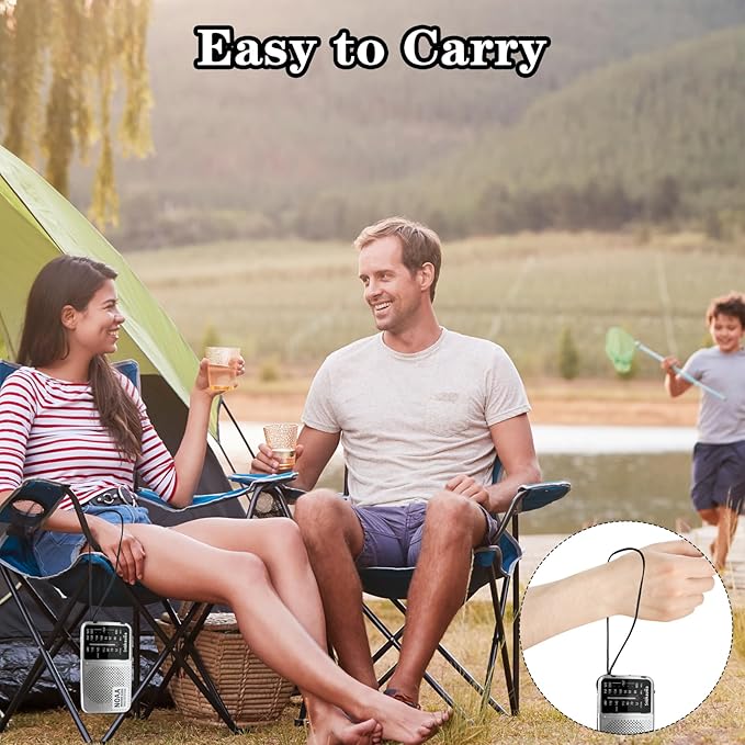 Portable AM FM Transistor Radio Battery Operated, NOAA Weather Radio with Loud Speaker, Headphone Jack, 2 AA Batteries, Excellent Reception, for Everyday Carry Essential, Travel, Storms
