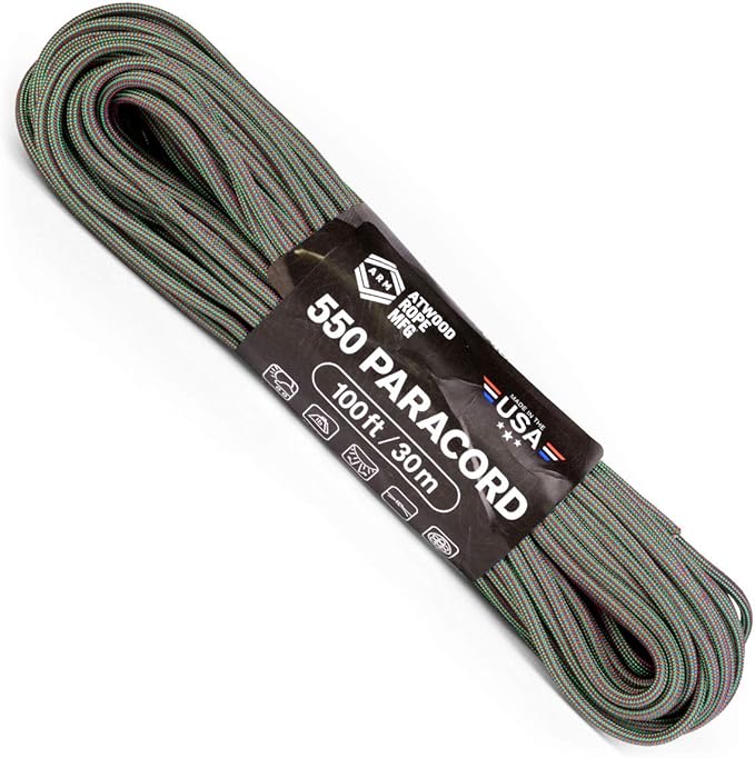 Atwood Rope MFG Color Changing 550 Paracord 100 Feet 7-Strand Core Nylon Parachute Cord Outside Survival Gear Made in USA | Lanyards, Bracelets, Handle Wraps, Keychain