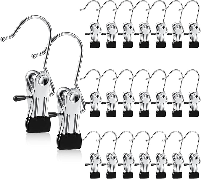 Hotop 36 Pieces Boot Hanger Clips for Closet, Laundry Hanging Hooks Heavy Duty Clips Boot Holder Portable Single Hooks Space Saving for Pants Jeans Clothes Hats Tall Towels (Silvery)