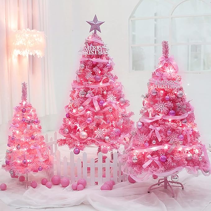 Christmas Pink Mini String Lights - 100 Count 25 Feet Detachable Incandescent Bulb Waterproof Fairy Lights Plug in for Indoor Outdoor Party Patio Xmas Tree Valentine's Day Decoration, White Wire