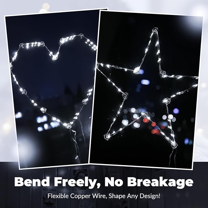 ZSJWL 30 Pack White Fairy Lights Battery Operated,7Ft 20LED Mini String Light, Waterproof Twinkle Light Silver Copper Wire Lights for Wedding Party Bedroom Christmas Table Decoration