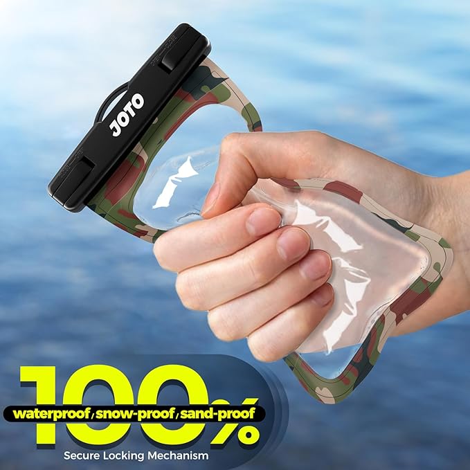 JOTO Up to 7" Universal Waterproof Phone Case for iPhone 17 Air 16 15 14 13 12 11 Plus Pro Max, IPX8 Cellphone Dry Bag XR X SE, Galaxy S23 S22 S21 S20+ S20 S10 Plus Note, Pixel -Camo