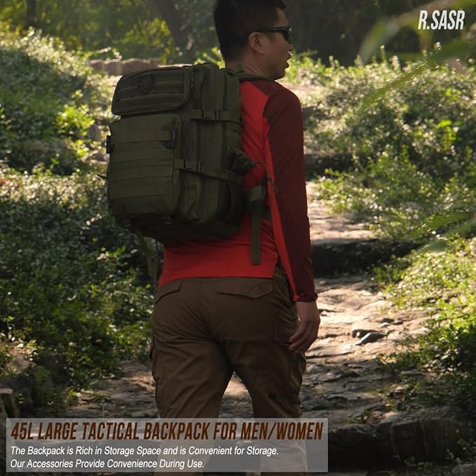 45L Tactical Backpack for Men Women, Military Assault Pack with MOLLE, Large 3 Day Bug Out Bag for Hiking Camping