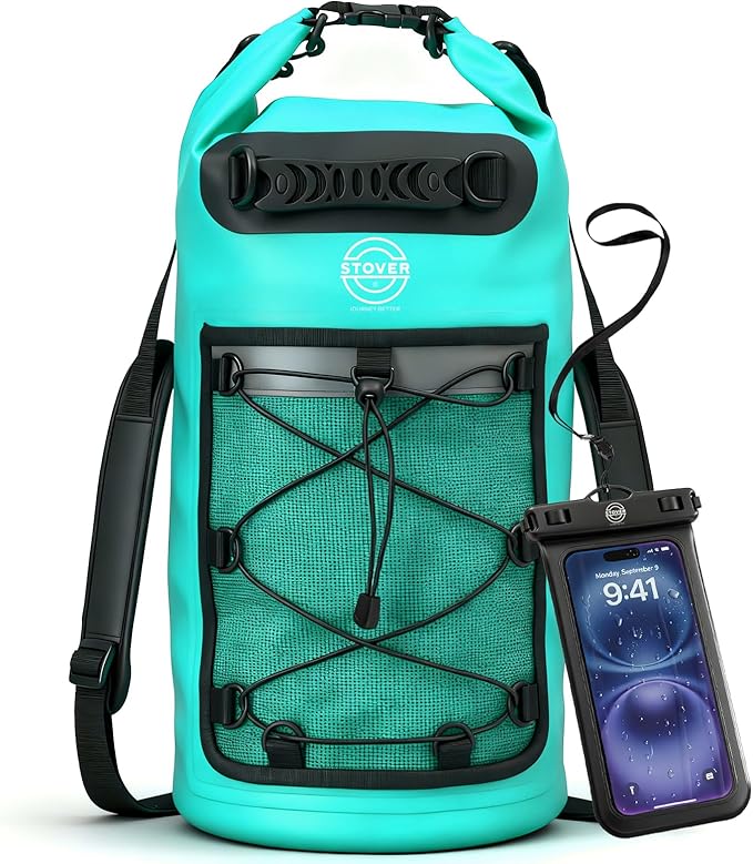 STOVER 5/10/25/30/40/55L Waterproof Dry Bag- Roll-Top Backpack w/Phone Case- Kayaking, Hiking, Camping, Boating- Men/Women