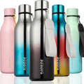 BJPKPK Insulated Water Bottles, 18 oz Stainless Steel Metal Water Bottle with Strap, BPA Free Leak Proof Jugs, Mugs, Flasks, Reusable Thermal Flasks for Sports & Travel, Silver Miner