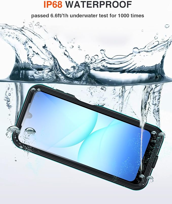Lanhiem for Samsung Galaxy A17 5G Phone Case, IP68 Waterproof Dustproof, Built-in Screen Protector, Rugged Full Body Shockproof Protective Cover for Samsung A17 5G / 4G 6.7", Blue