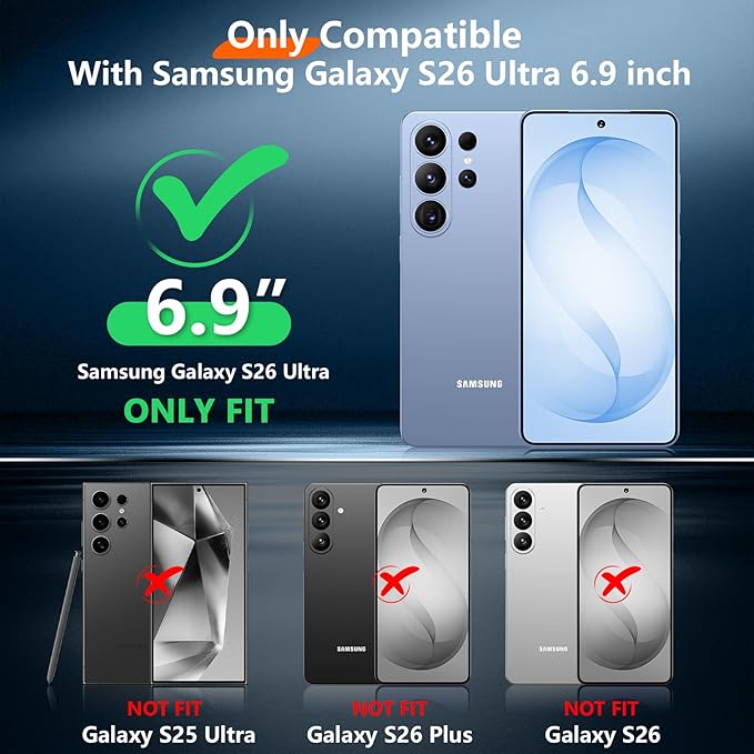 Temdan Designed for Samsung Galaxy S26 Ultra Case,[Built in Hidden Kickstand][Military Grade Drop Protection] [Never Yellowing] Slim Thin Phone Case for Galaxy S26 Ultra Case 6.9"- Crystal Clear