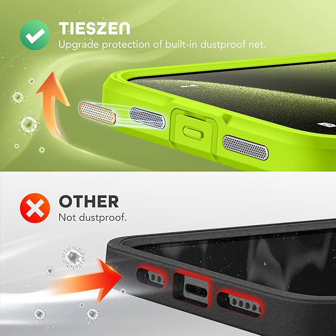 TIESZEN for iPhone 15 Pro Max Case, Compatible with MagSafe, Built-in Privacy Screen Protector and Camera Protection, Anti Spy Full Body Dustproof Shockproof Hard Phone Case 6.7", Matte Green