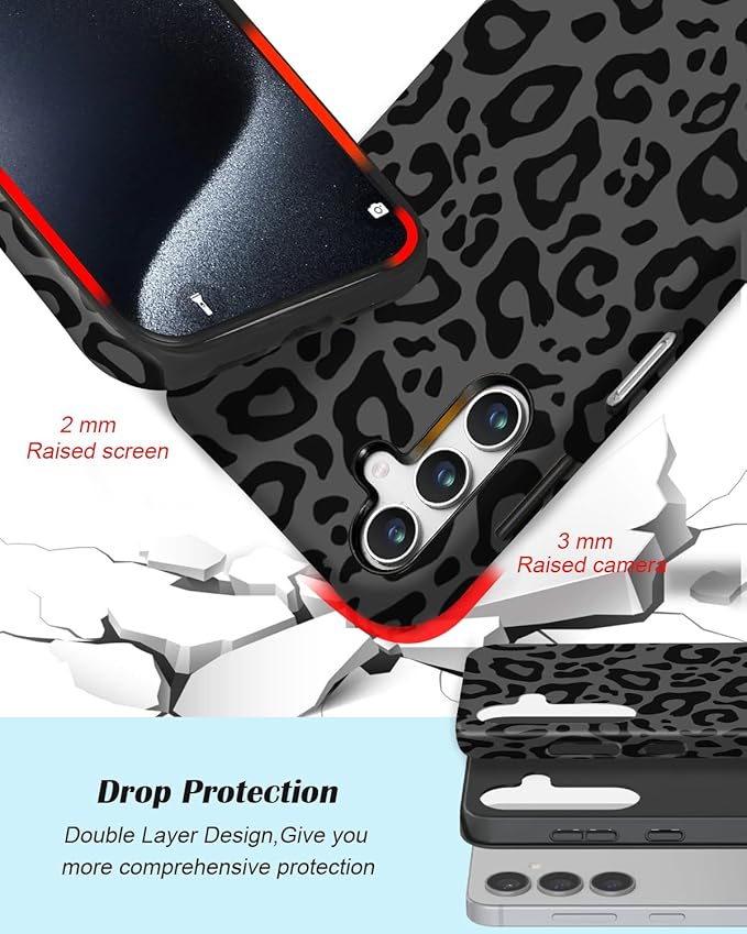 Compatible for Samsung Galaxy A16 5G Case, Dual Layer Heavy Duty 2 in 1 Shockproof Protective Phone Case,Black Cheetah Leopard Print