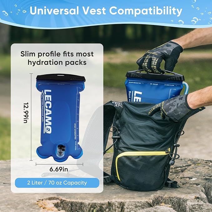 2L Hydration Bladder, Leak-Proof TPU Water Reservoir with Insulated Tube & Wide Opening, BPA-Free Hydration Pack Replacement for Trail Running, Hiking, Cycling and Climbing