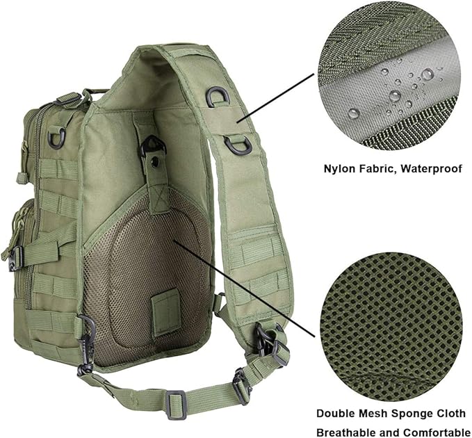 hopopower Tactical Sling Bag, Sport Bag Military Rover Shoulder Backpack EDC Assault Range Bag, Chest Pack Handbag Waterproof