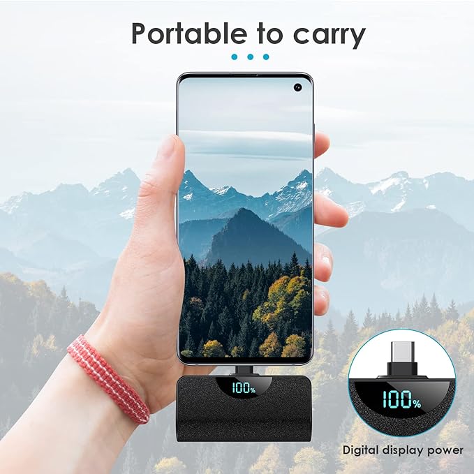 Mini Portable Charger USB C Power Bank,Upgraded 5200mAh PD Fast Charging Battery Pack Built-in USB-C Connector Travel Essential for iPhone17/17Pro/17Pro Max/Air/16 Plus/16Pro Max/15 Series,Android