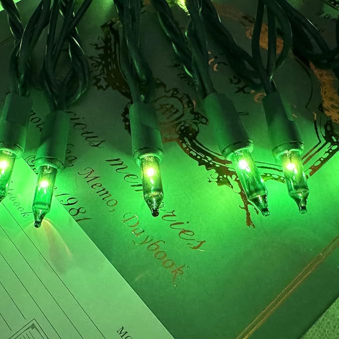 HISHINY Green String Lights 100 Count Mini St. Patrick's Day Decorations Lights with Green Wire for Outdoor Christmas Decorations Indoor Decor,UL Certified (21feet)