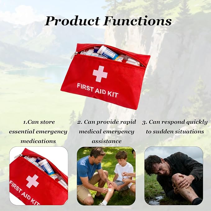 QCWN 6 Pack Empty First Aid Bag Mini Medical Kit Pouch Small Travel Emergency Survival Storage Bags for Car Home Hiking Camping Waterproof Red