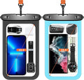 Lanhiem Large Waterproof Phone Pouch [Up to 10.5"] Universal IPX8 Waterproof Dry Bag with Lanyard for iPhone 17 Pro Max /16/15, S25 Ultra/ S24/ S23 Plus/FE, Moto G/Pixel 10 9 8 Pro, Black+Mint