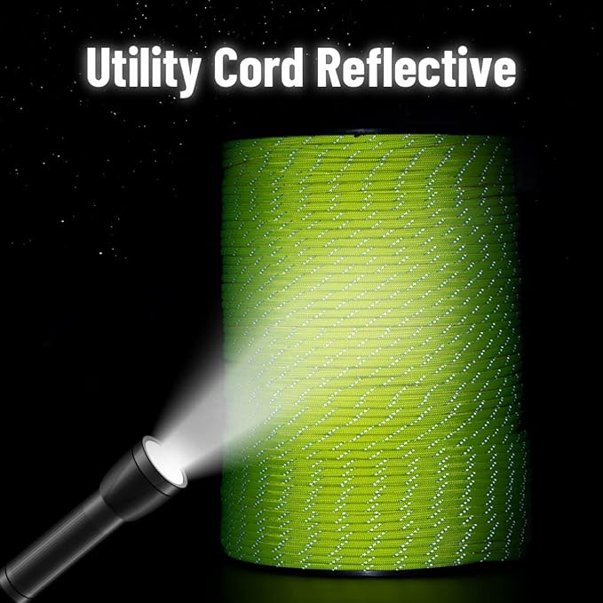 HERCULES Type III Paracord 550 Paracord Rope Parachute Cord, 100' Reflective for Camping Cord, Survival Rope