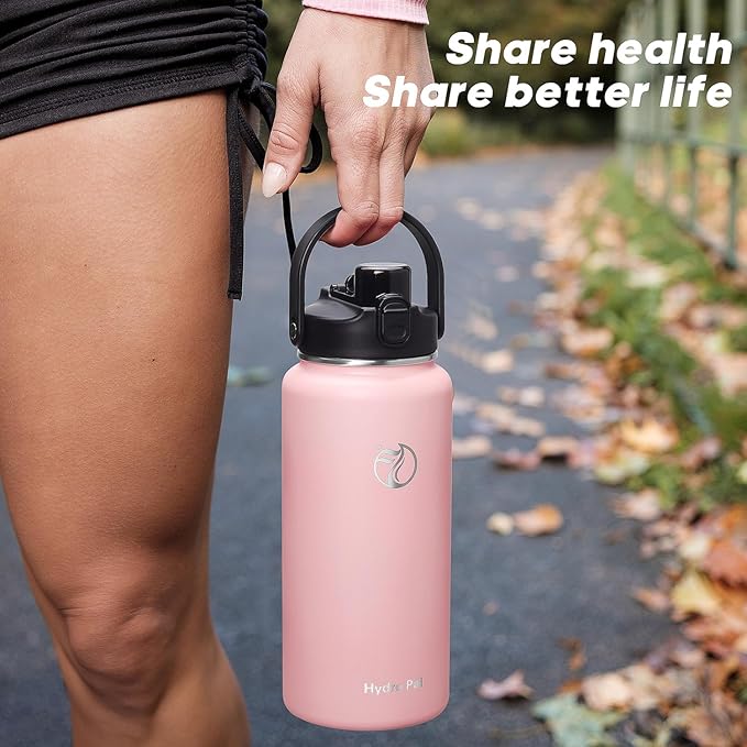 64oz Half Gallon Insulated Water Bottle with 2-in-1 Lid (Chug & Straw), Double Walled Vacuum Stainless Steel Water Bottles, Wide Mouth Leakproof Insulated Jug with Straw