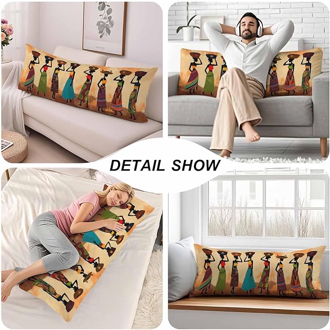20x54 Body Pillow Cover African Woman African Woman Dancer Zipper Body Pillowcase Side Sleeper Pillow Covers Body Pillow Cushion Cover for Men Women Home Bedroom