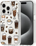 MOSNOVO Case for iPhone 15 Pro, [Buffertech 6.6ft Military-Grade Drop Protection] [Anti Peel Off Tech] Clear TPU Bumper Phone Case Cover Design - Coffee