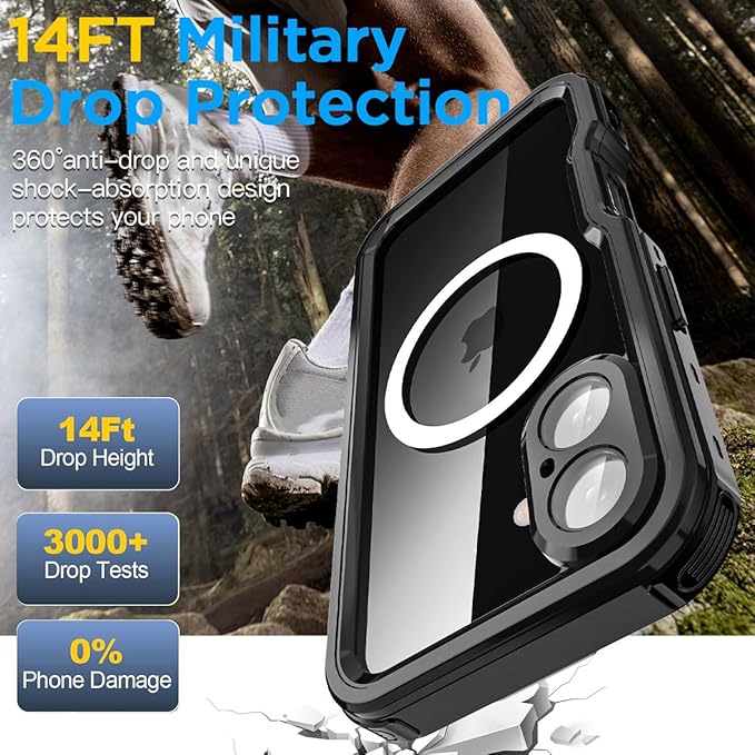 AICase Waterproof Case for iPhone 16(6.1") with MagSafe Snowproof,Dustproof and Shockproof,IP68 Certified Real 360 Full Body Protection Fully Sealed Underwater Cover for iphone16 2024