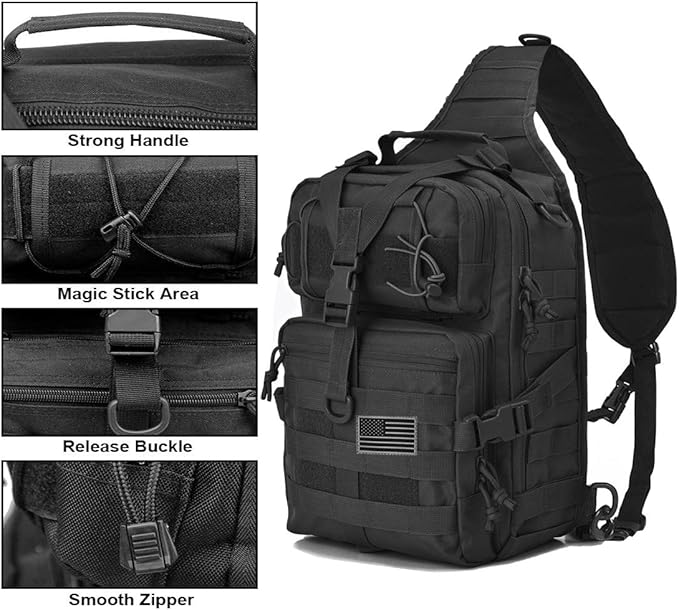 hopopower Tactical Sling Bag, Sport Bag Military Rover Shoulder Backpack EDC Assault Range Bag, Chest Pack Handbag Waterproof
