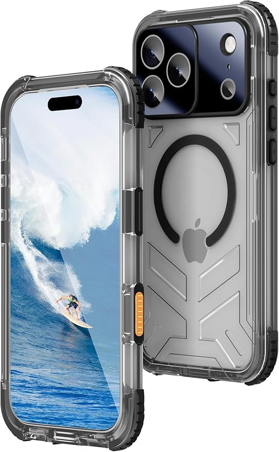 WIFORT for iPhone 17 Pro Max Waterproof Case, [Fit for Magsafe] with Sapphire Lens & Screen Protector, IP68 Full Body 15FT Military Shockproof, Magnetic Frosted Phone Cover with Lanyard, 6.9" Black