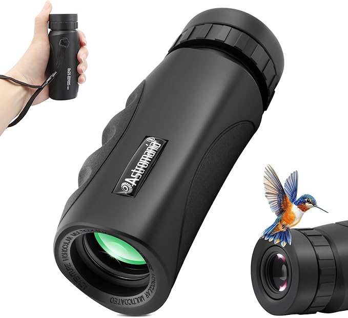 Astromania 8x25 Monocular for Adults, Compact Outdoor Accessory with Multi-Coated Optics BAK7 Prism & Twist-Up Eyecup, Waterproof & Fogproof Ideal for Bird Watching Hunting Sport and Wildlife Viewing