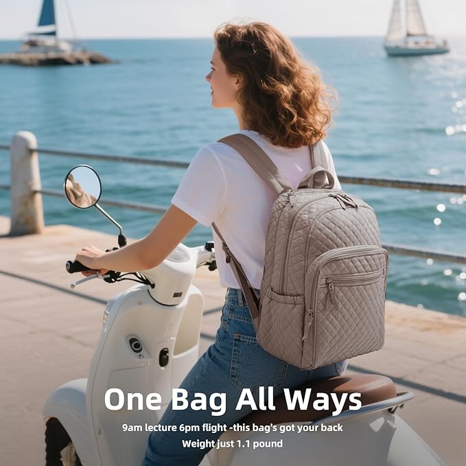 Backpack for Women,College Backpack,Quilted Casual Daypack,Waterproof Bookbag for 15.6Inch Laptop