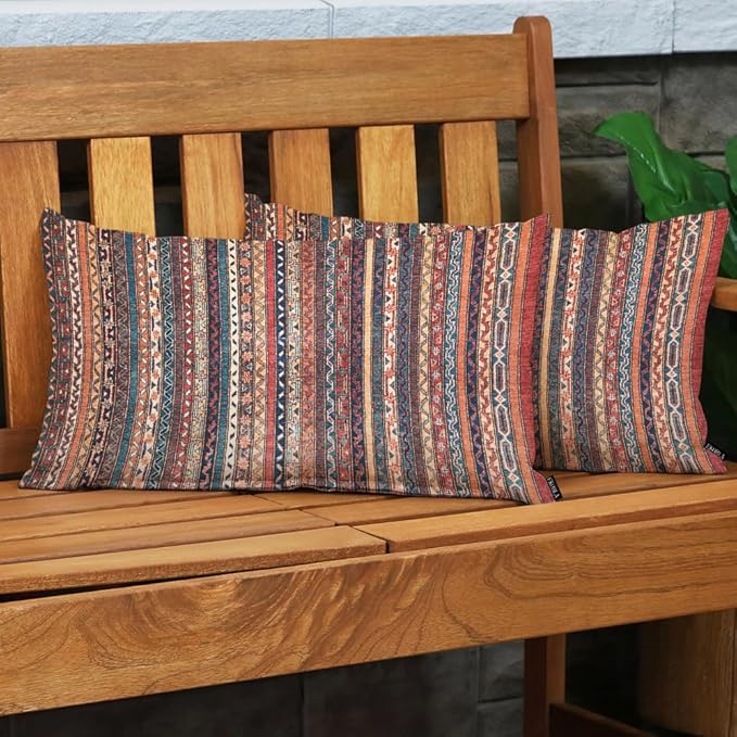 EKOBLA Turkish Carpet Rectangle Pillow Cases Vintage Persian Oriental Waist Lumber Cotton Linen Cushion Cover Oblong Rectangle Pillowcase for Men Women Home Decoration Bedroom 12x20 Inches
