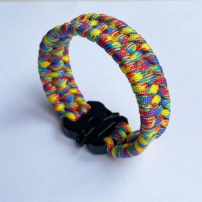 Parachute Cord Bracelets Trilobite Weaved Paracord Bracelet with Side Release Buckle 8.7 inch Black Bracelet for Men Women 1 Set
