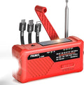 PRUNUS J-366 Emergency Radio with 3 Charging Cables, NOAA Weather Alert, 7400mWh/Solar/Hand Crank/USB-C Charging, Battery Operated, WB/AM/FM, SOS Alarm, Flashlight, Compact for Bag, NOAA Radio