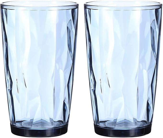 uxcell 17oz Acrylic Drinking Glasses, 2Pcs Plastic Reusable Tumblers Drinkware Unbreakable Water Glasses Cups Stackable & Dishwasher Safe for Home Outdoors Restaurant, Grey Blue