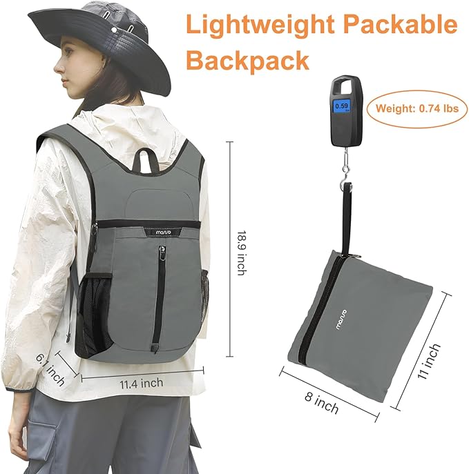 MOSISO Lightweight Hiking Daypack Small Packable Travel Hiking Backpack, Foldable Shoulder Bag with Front Vertical Pocket